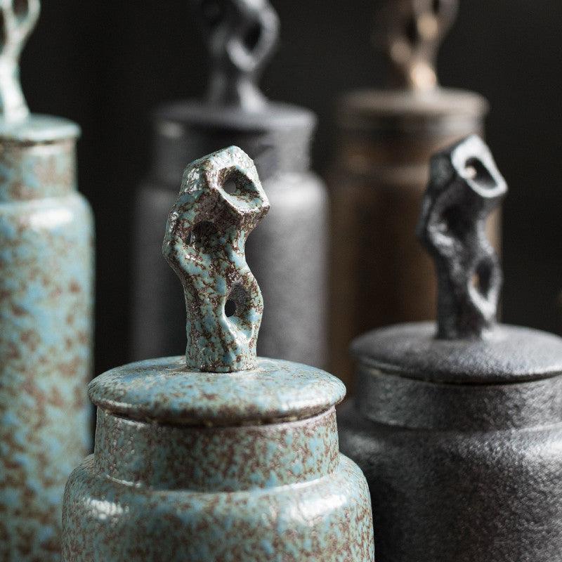 Ceramic Tea Storage Jar with Sculpted Lid
