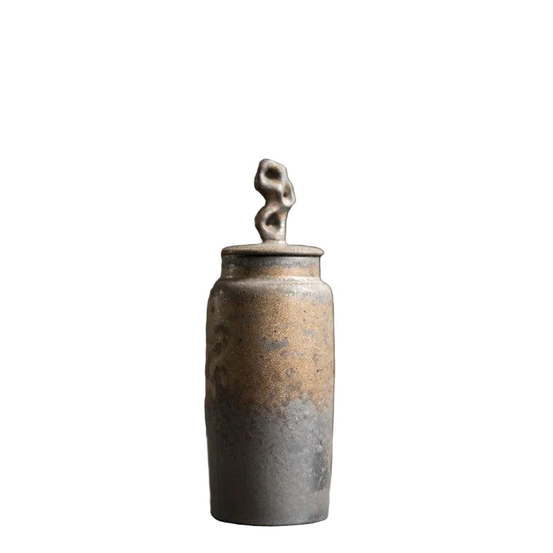 Ceramic Tea Storage Jar with Sculpted Lid