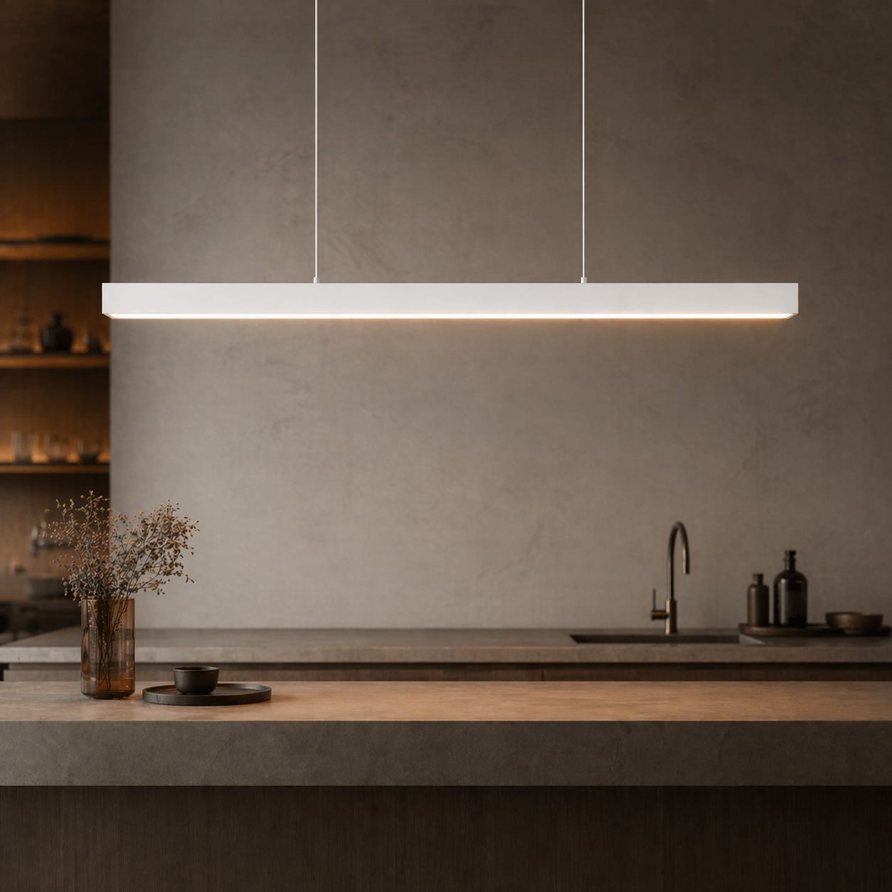 Linear LED Kitchen Island Pendant Light with Adjustable Drop