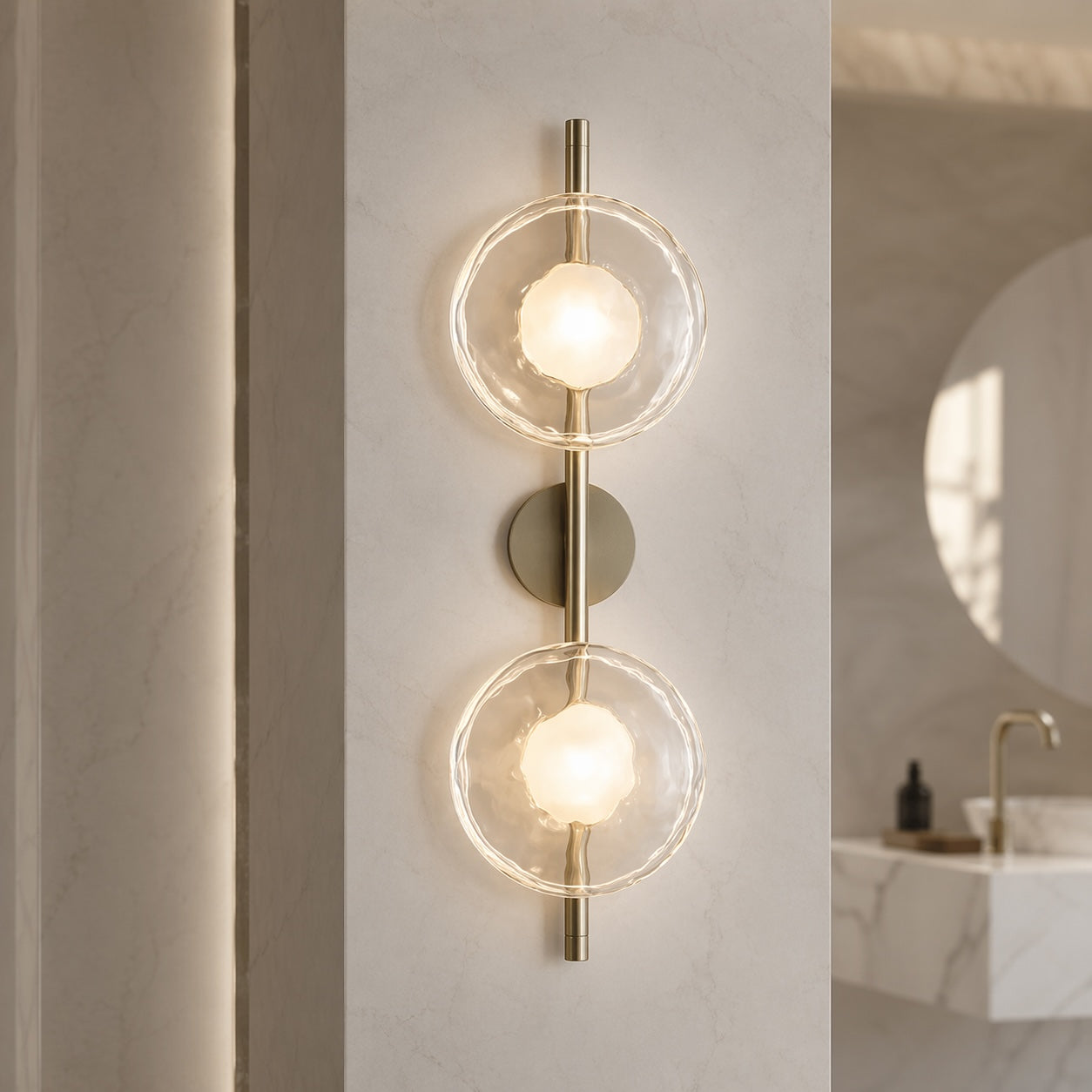 Nordic Ripple Glass Wall Sconce with Integrated 5W LED