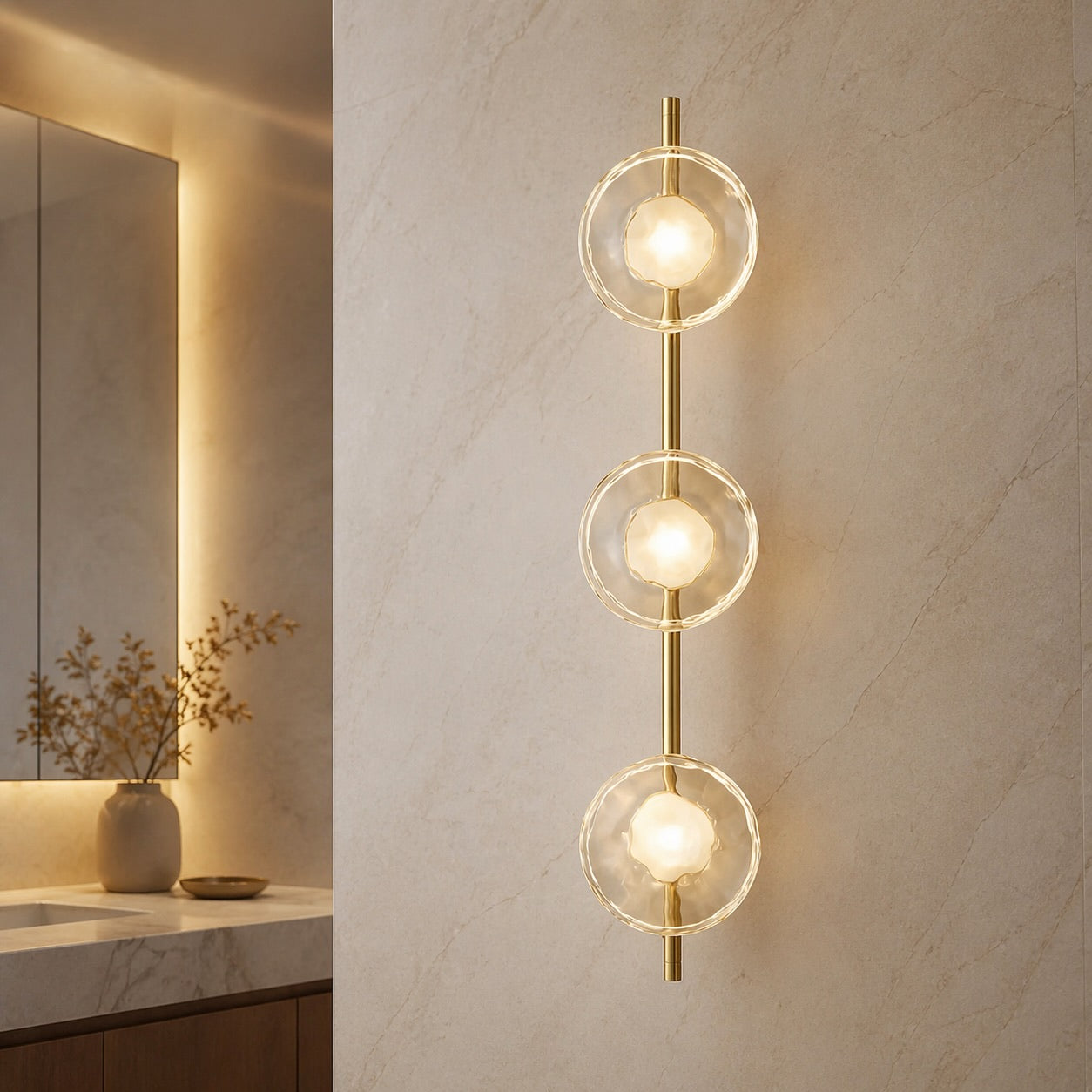 Nordic Ripple Glass Wall Sconce with Integrated 5W LED