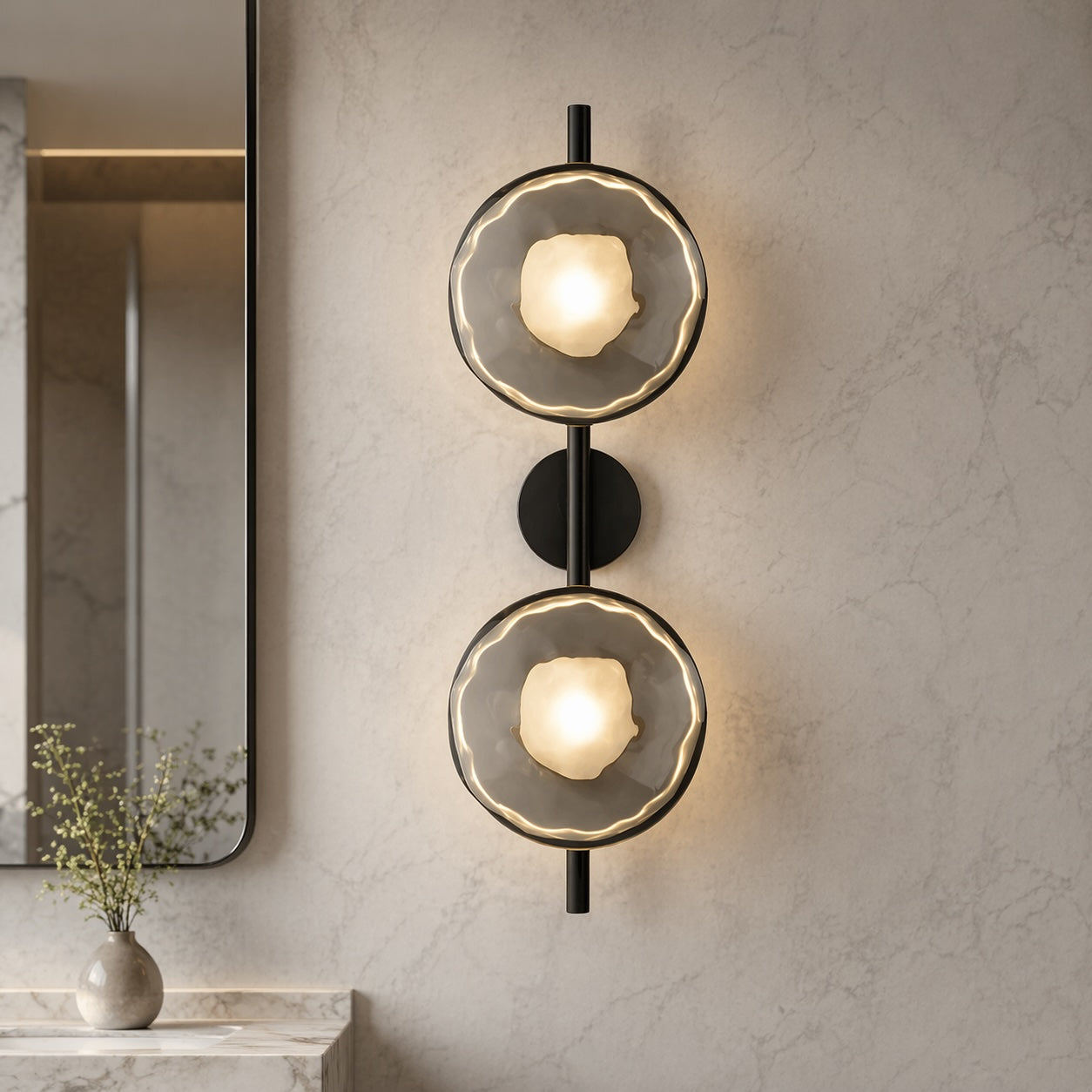 Nordic Ripple Glass Wall Sconce with Integrated 5W LED