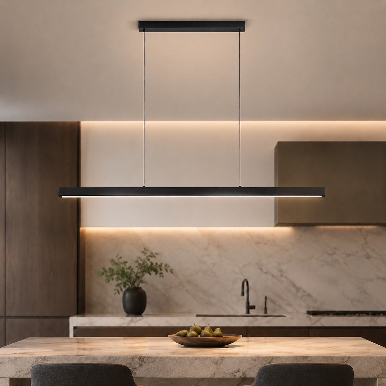 Linear LED Kitchen Island Pendant Light with Adjustable Drop