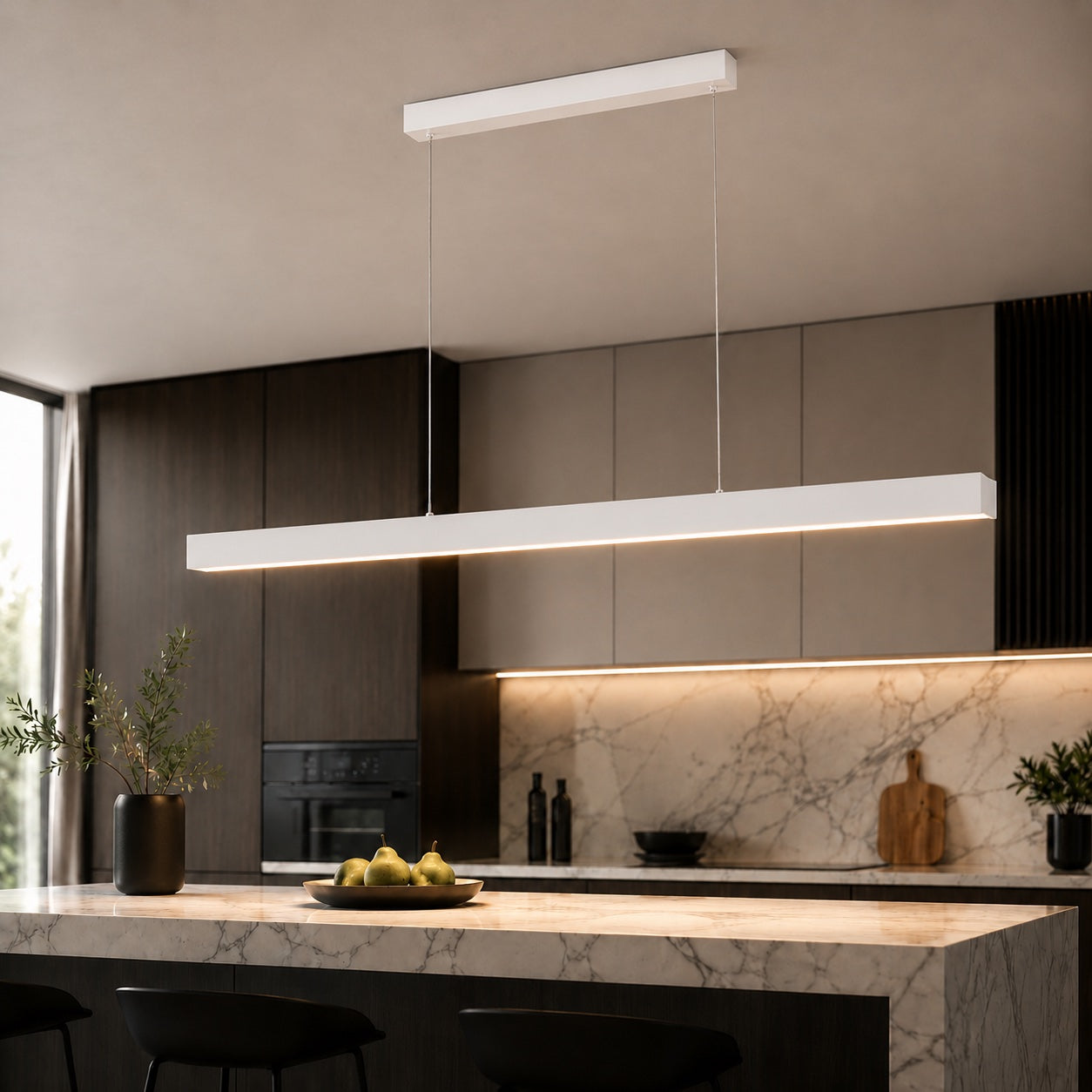 Linear LED Kitchen Island Pendant Light with Adjustable Drop