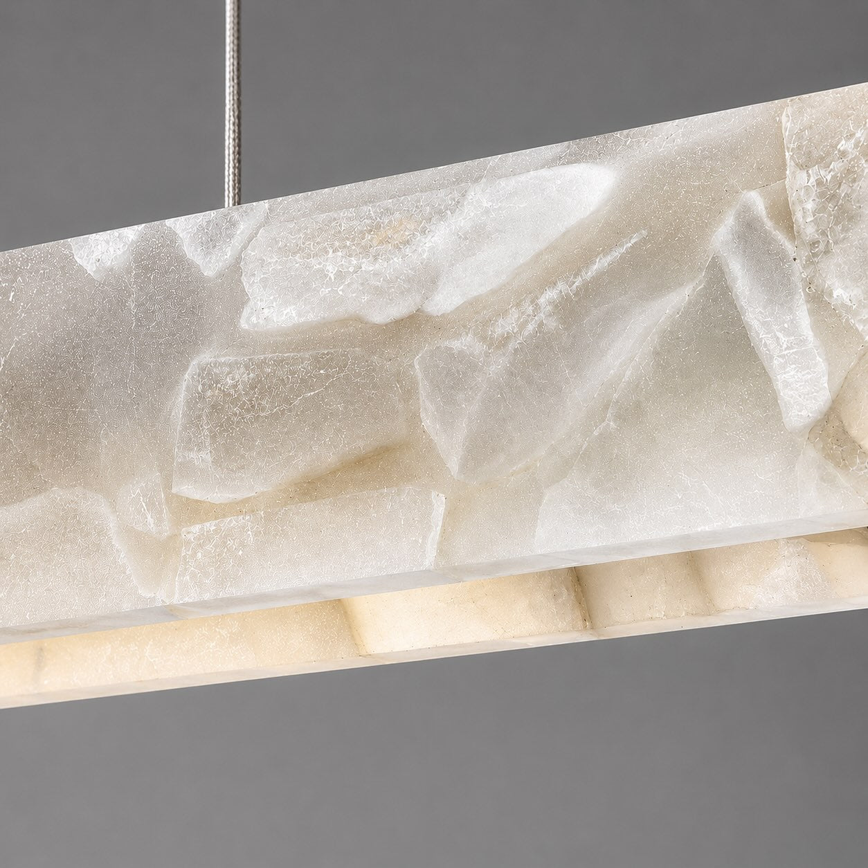 Marble and Steel Linear Pendant Light for Dining Rooms