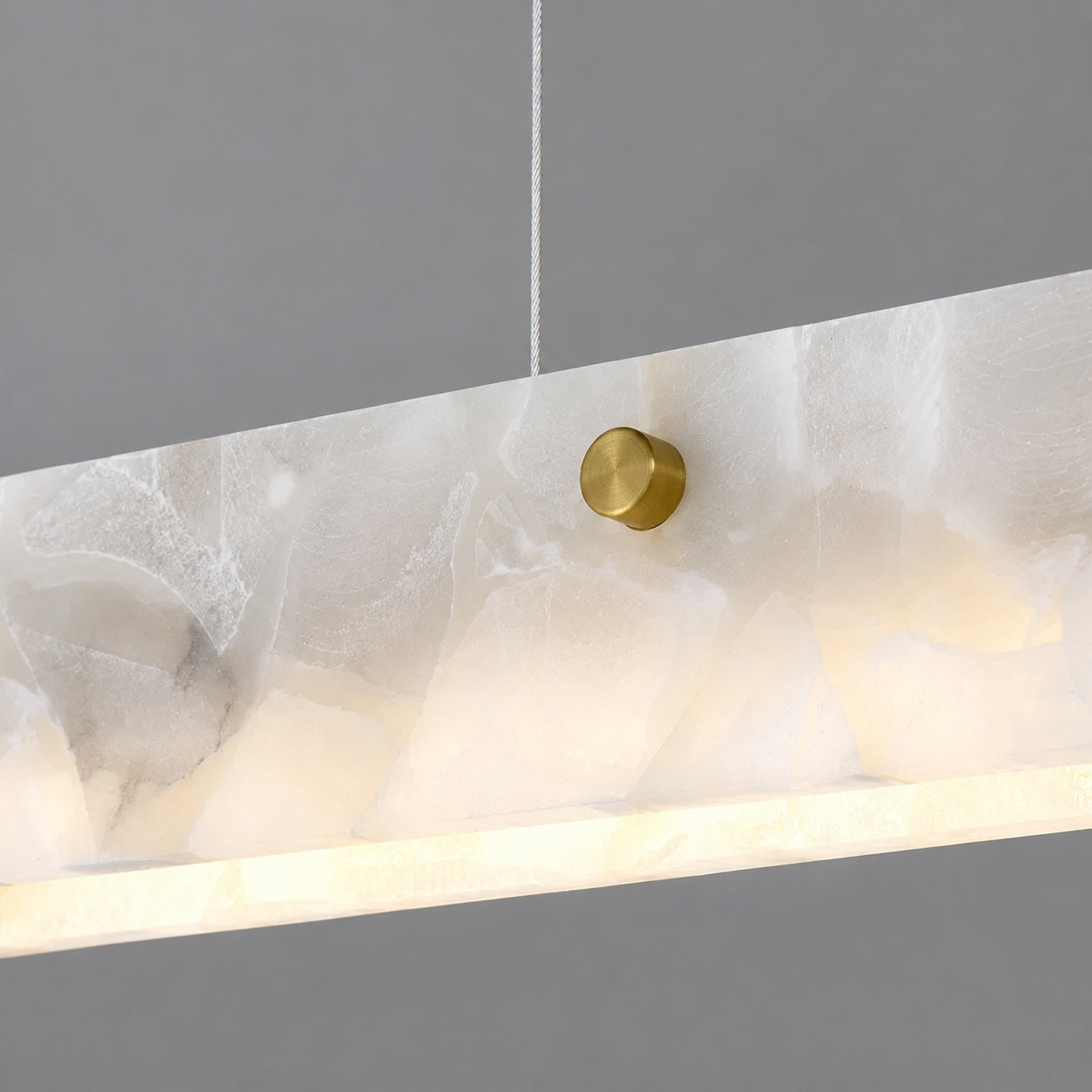 Marble and Steel Linear Pendant Light for Dining Rooms