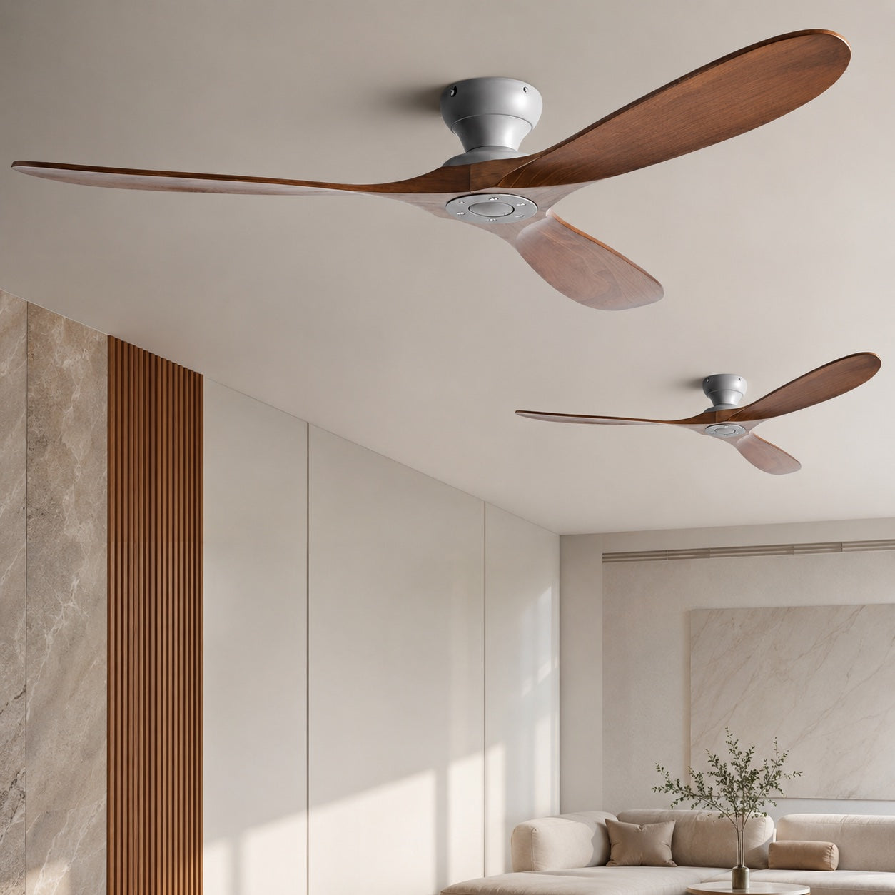 Low Profile Ceiling Fan with Wood Blades and DC Motor