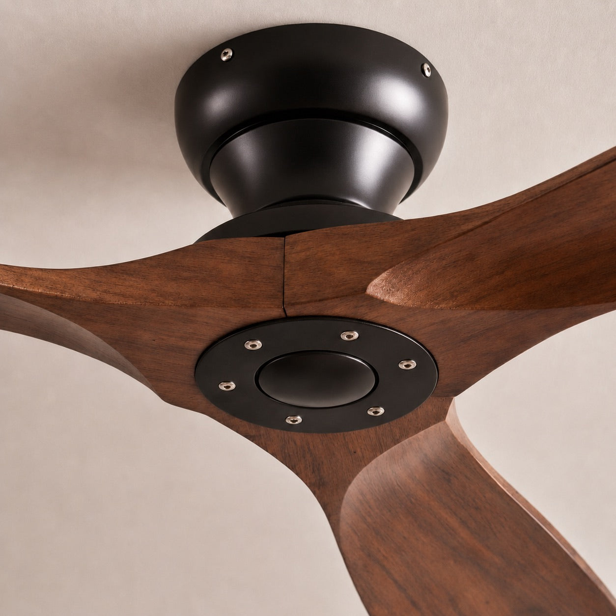 Low Profile Ceiling Fan with Wood Blades and DC Motor