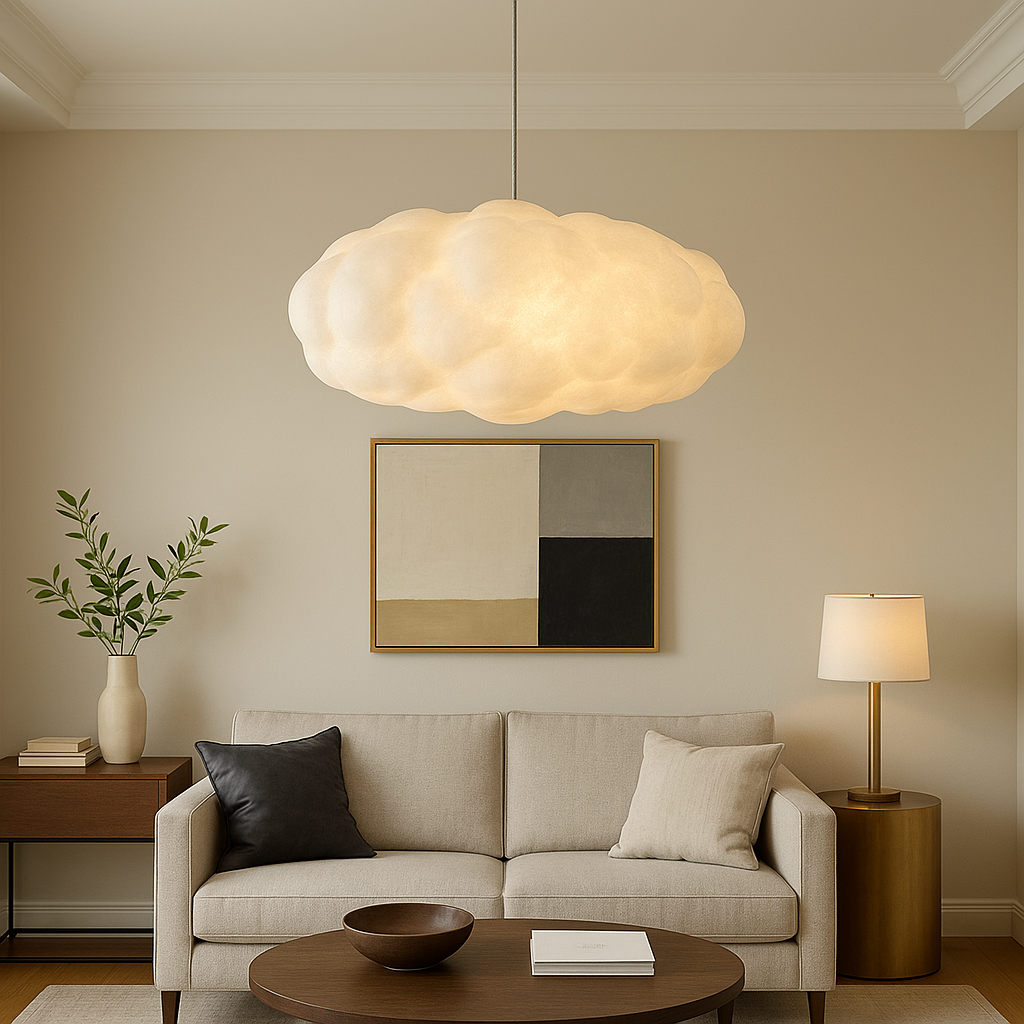 Cloud Pendant Light Hanging Ceiling Lamp Fabric Shade