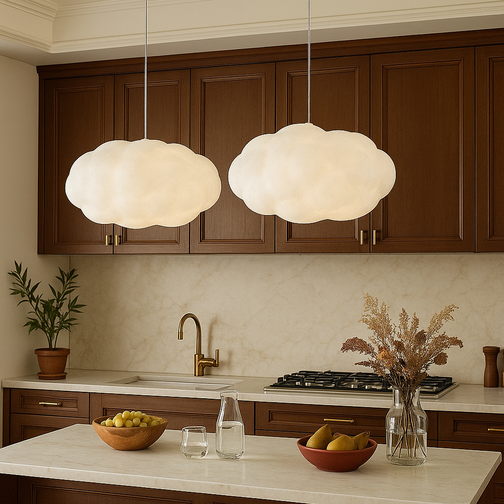 Cloud Pendant Light Hanging Ceiling Lamp Fabric Shade