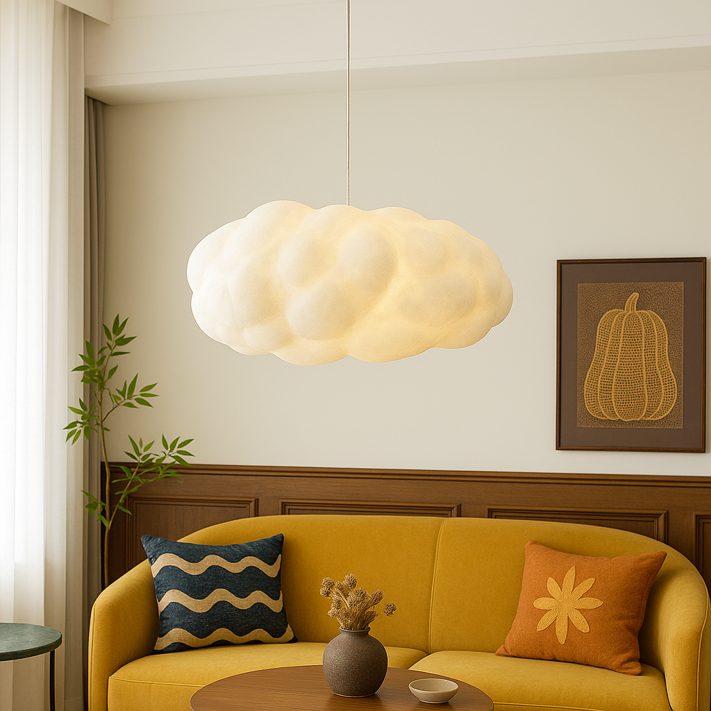Cloud Pendant Light Hanging Ceiling Lamp Fabric Shade