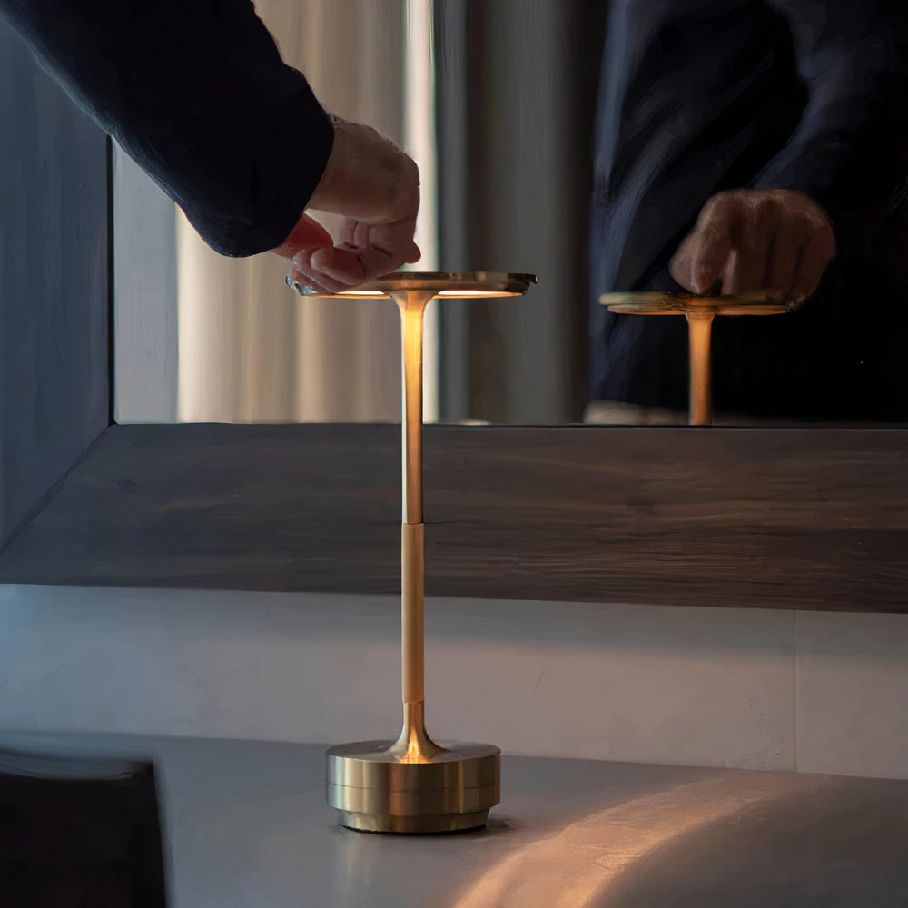 Cordless Rechargeable LED Touch Table Lamp with Knurled Metal Base