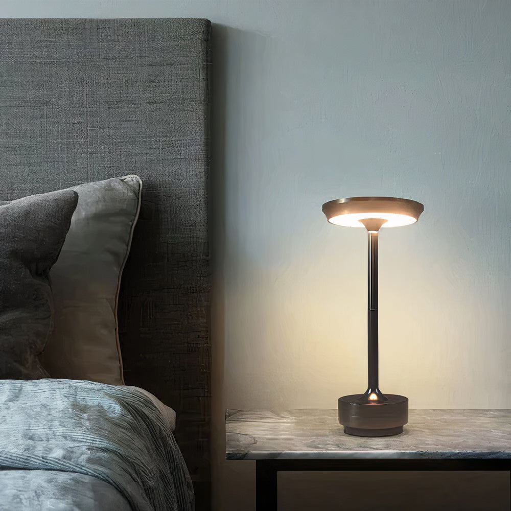 Cordless Rechargeable LED Touch Table Lamp with Knurled Metal Base