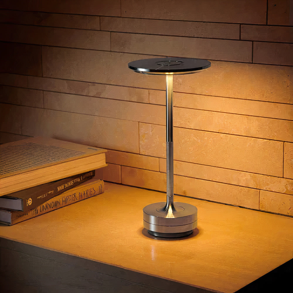 Cordless Rechargeable LED Touch Table Lamp with Knurled Metal Base