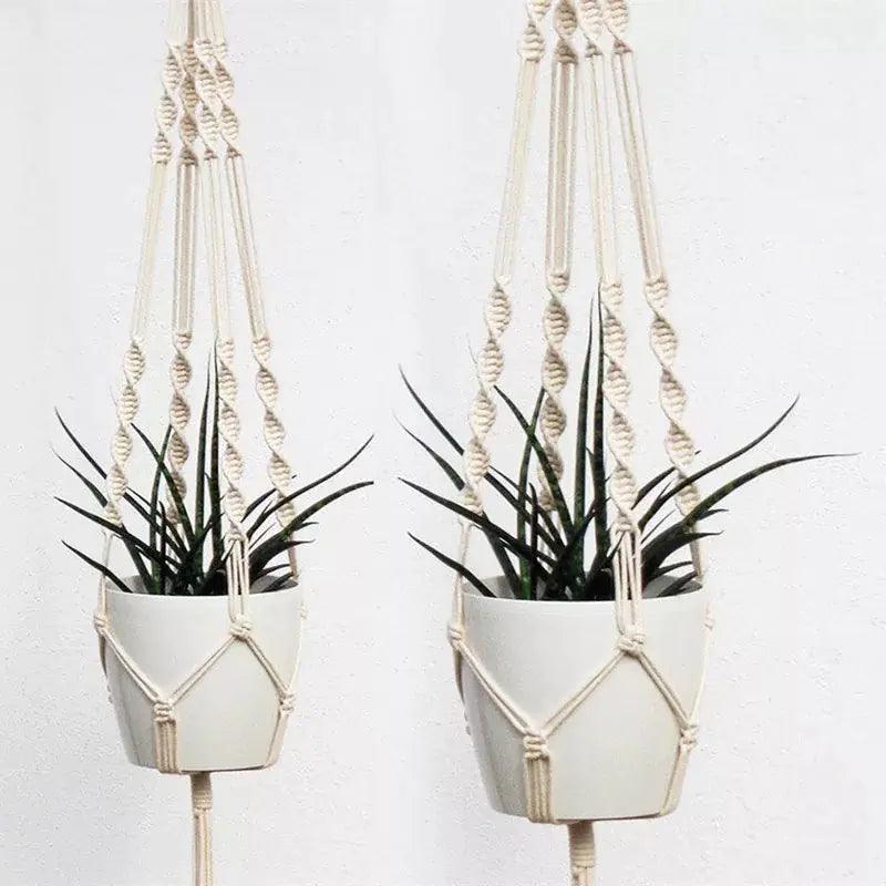 Cotton Macramé Hanging Planter with Ceramic Pot