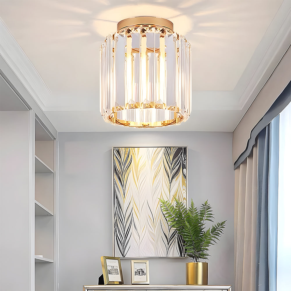 Crystal Flush Mount Ceiling Light with Metal Frame