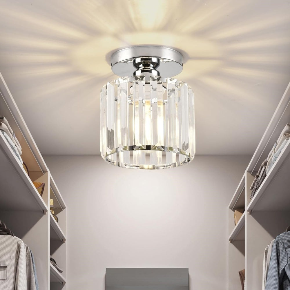 Crystal Flush Mount Ceiling Light with Metal Frame