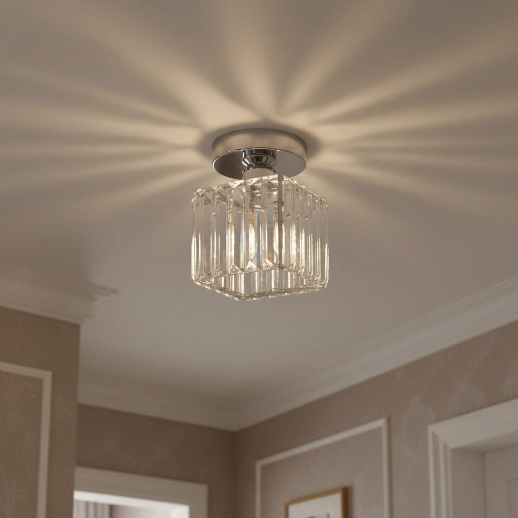 Crystal Flush Mount Ceiling Light with Metal Frame