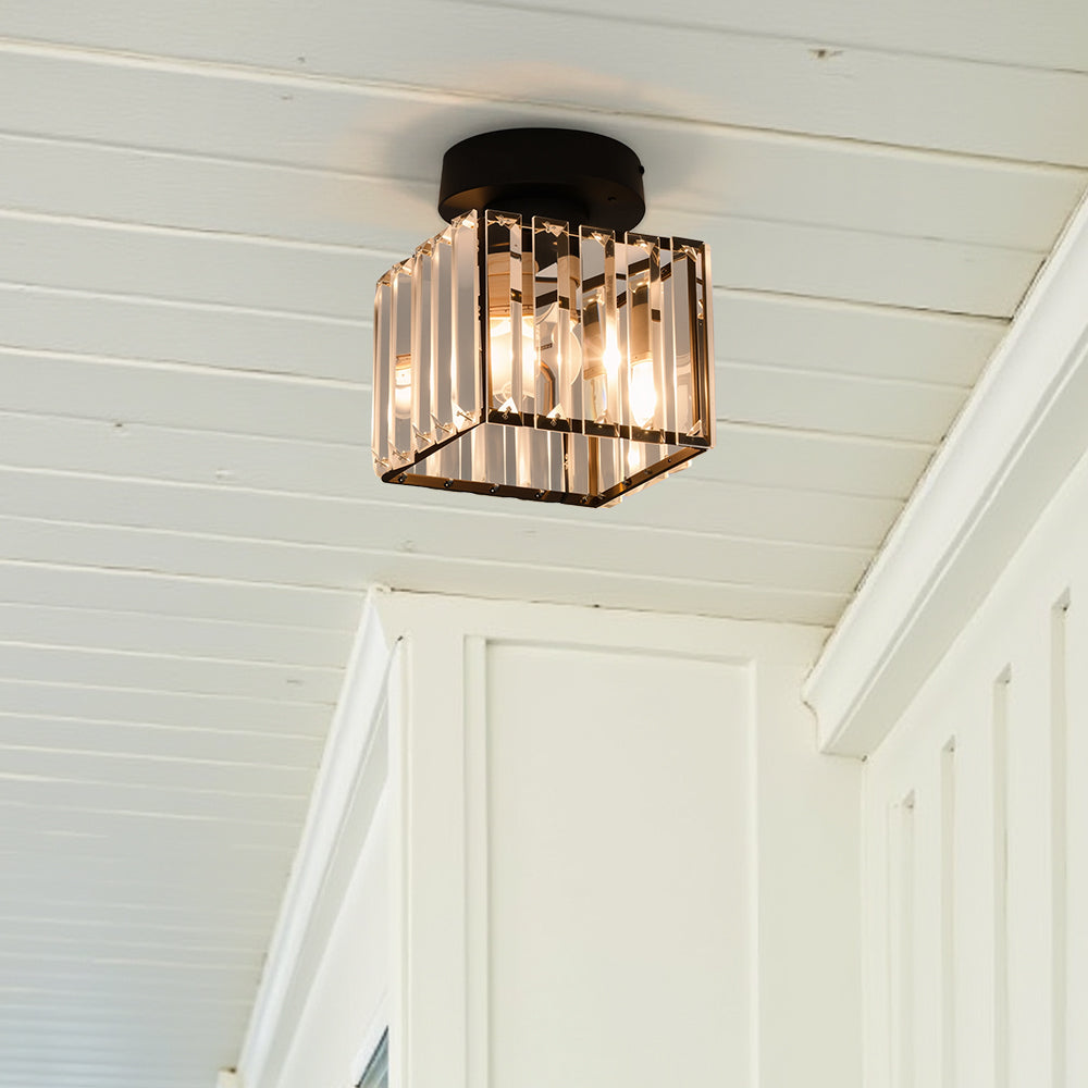 Crystal Flush Mount Ceiling Light with Metal Frame