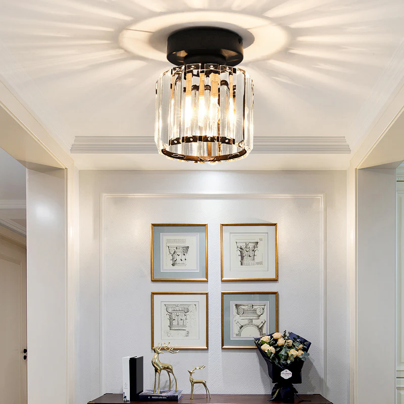 Crystal Flush Mount Ceiling Light with Metal Frame