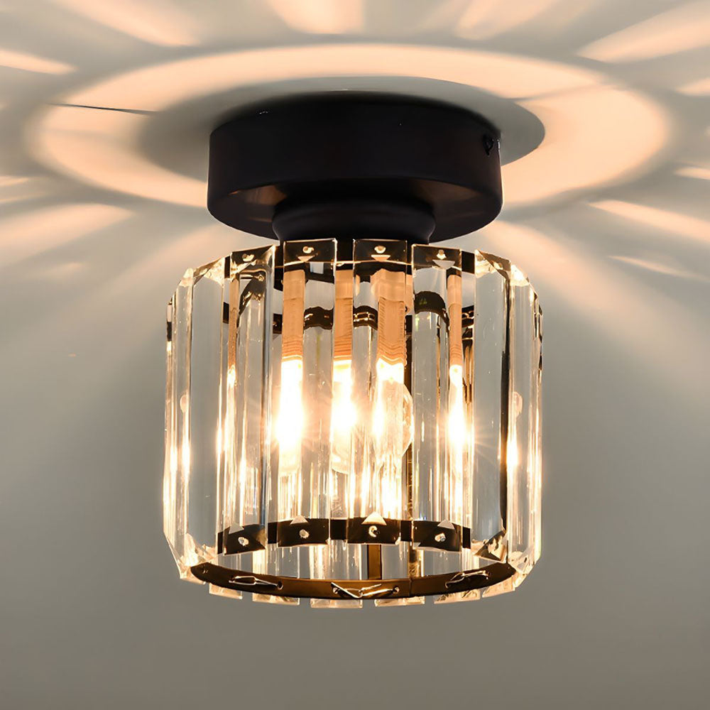 Crystal Flush Mount Ceiling Light with Metal Frame