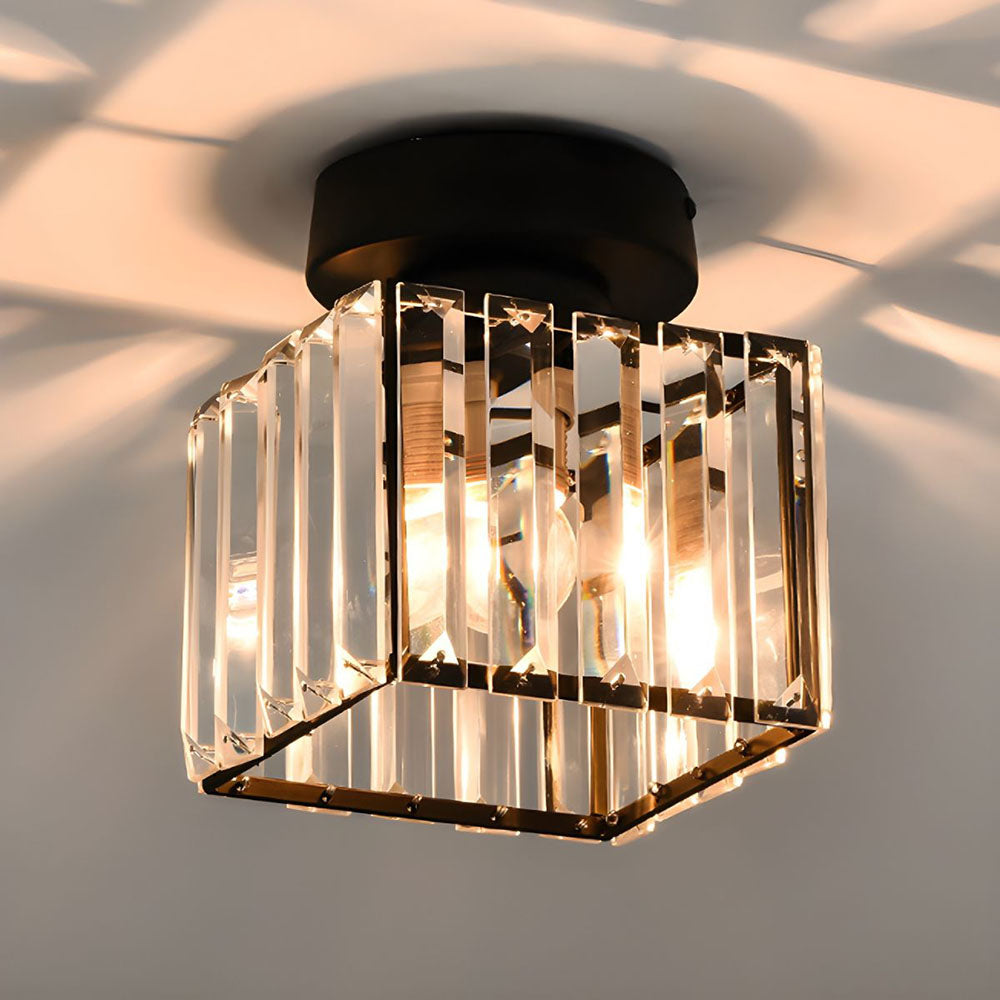 Crystal Flush Mount Ceiling Light with Metal Frame