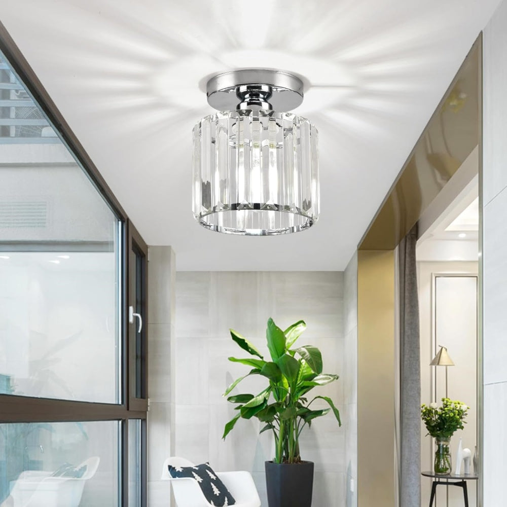 Crystal Flush Mount Ceiling Light with Metal Frame