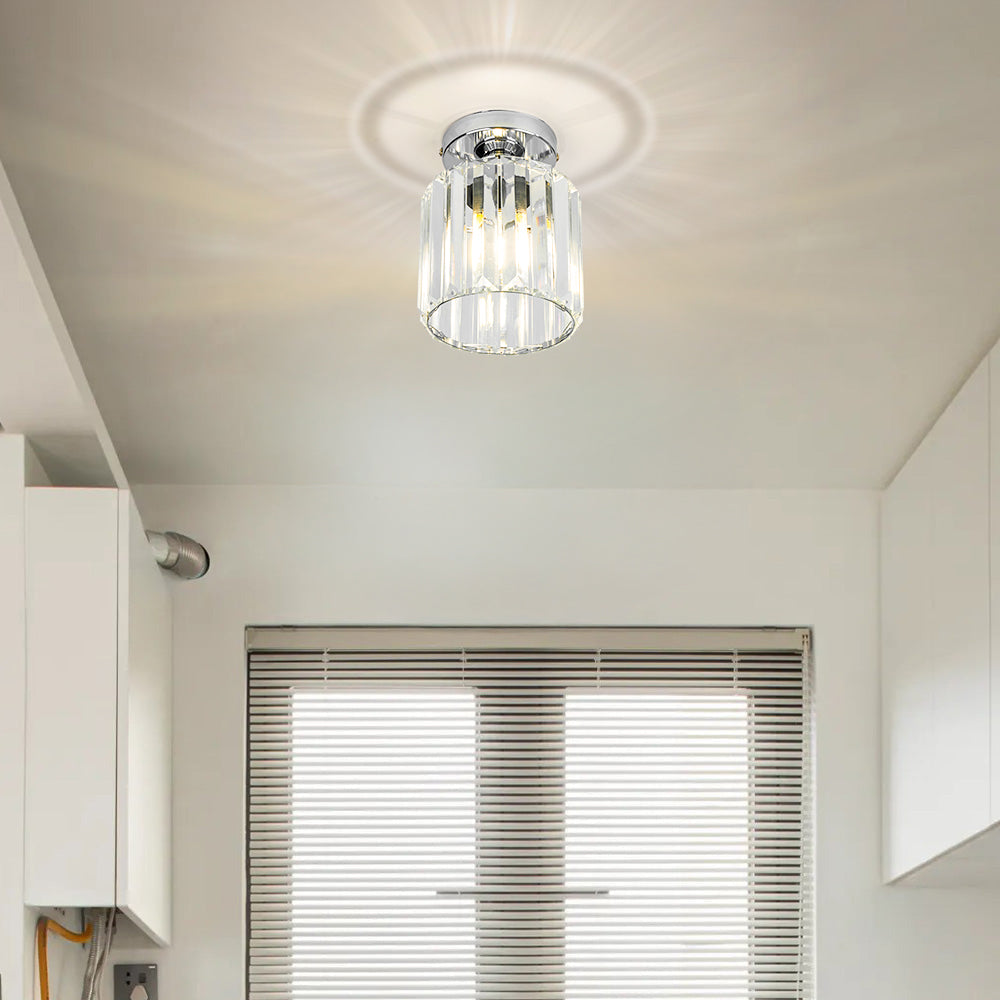 Crystal Flush Mount Ceiling Light with Metal Frame