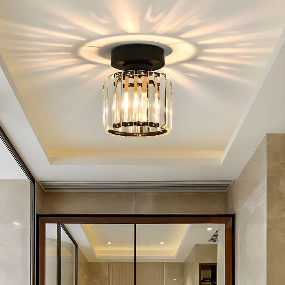 Crystal Flush Mount Ceiling Light with Metal Frame