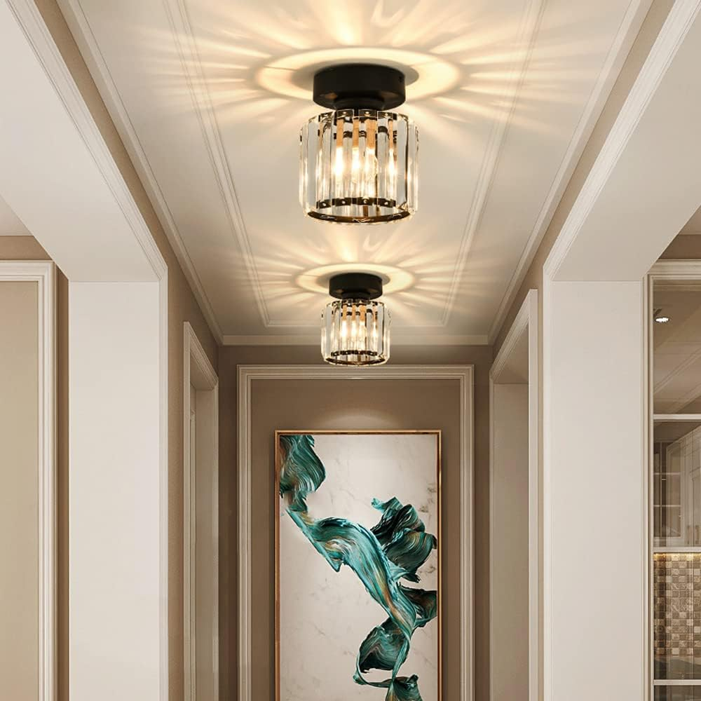 Crystal Flush Mount Ceiling Light with Metal Frame