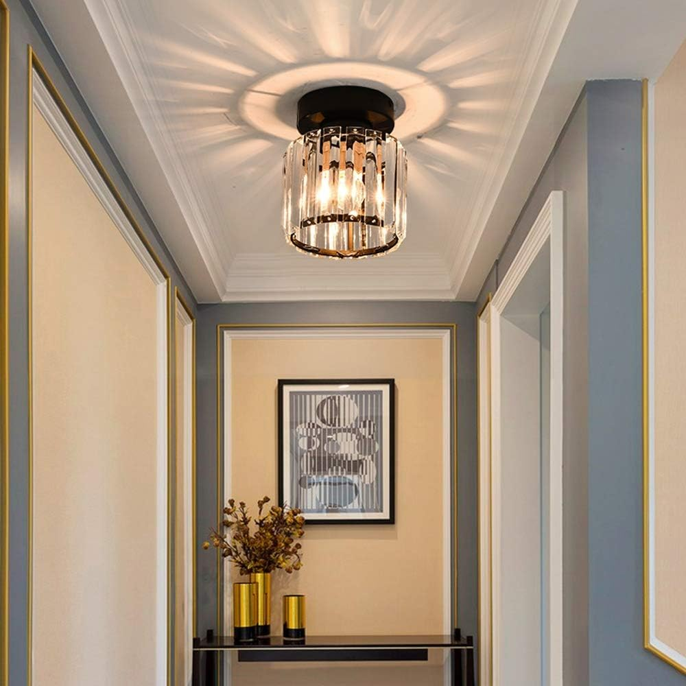 Crystal Flush Mount Ceiling Light with Metal Frame