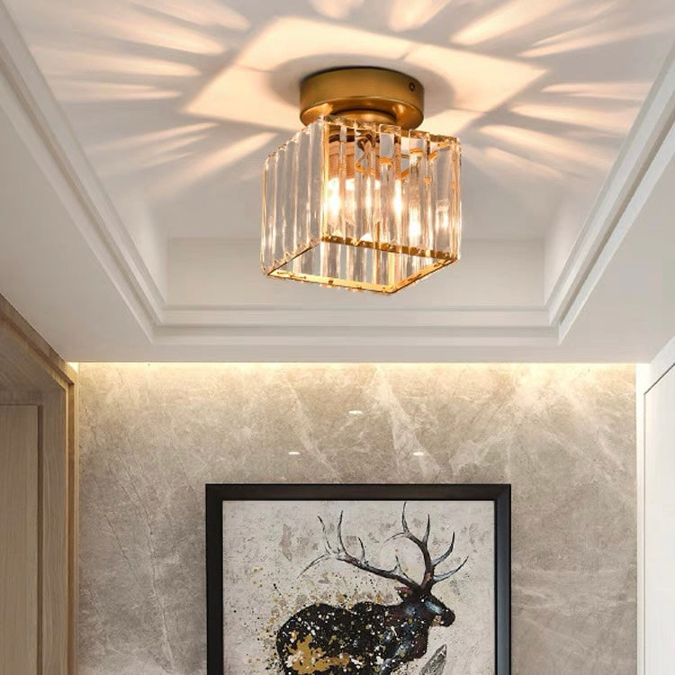 Crystal Flush Mount Ceiling Light with Metal Frame