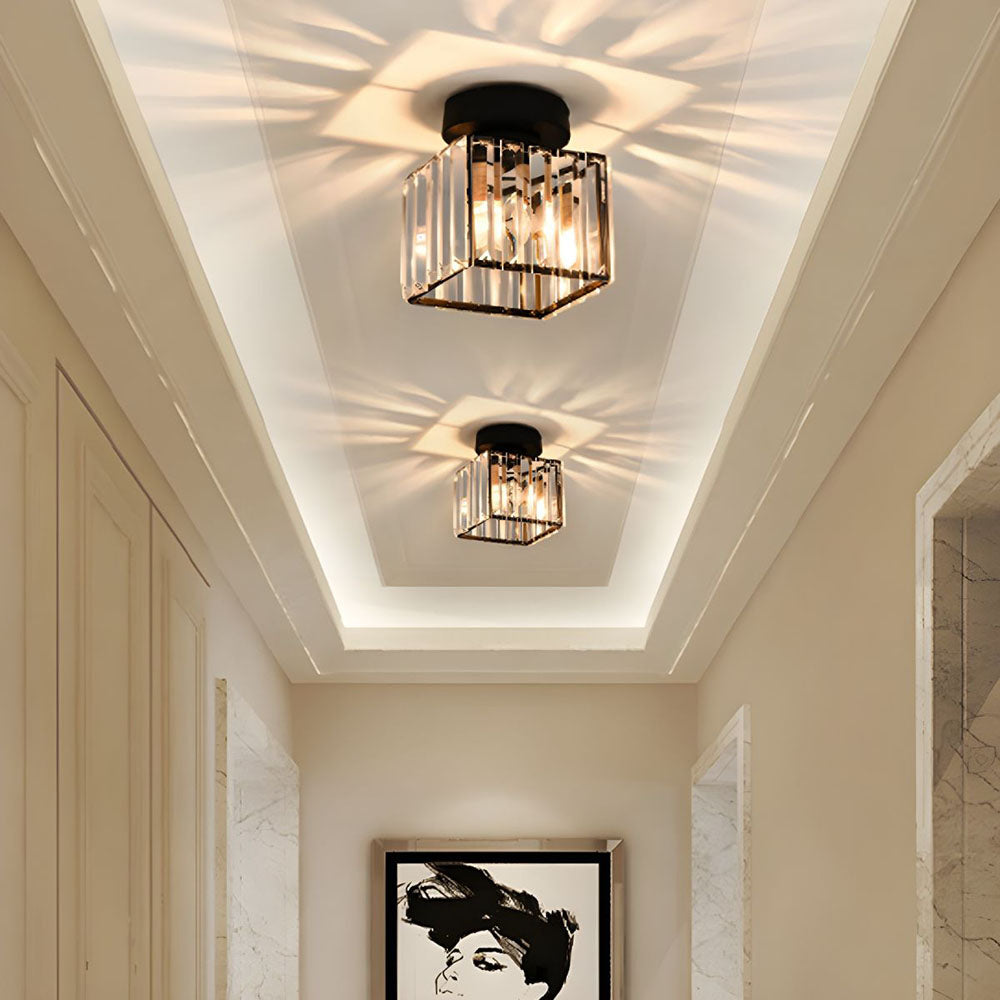 Crystal Flush Mount Ceiling Light with Metal Frame