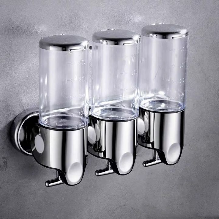 Shower Dispenser Wall Mount Stainless Steel Shampoo Conditioner Body Wash 500 ml Bottles