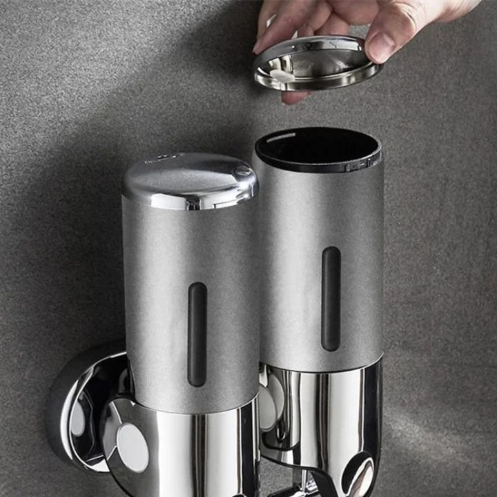 Shower Dispenser Wall Mount Stainless Steel Shampoo Conditioner Body Wash 500 ml Bottles