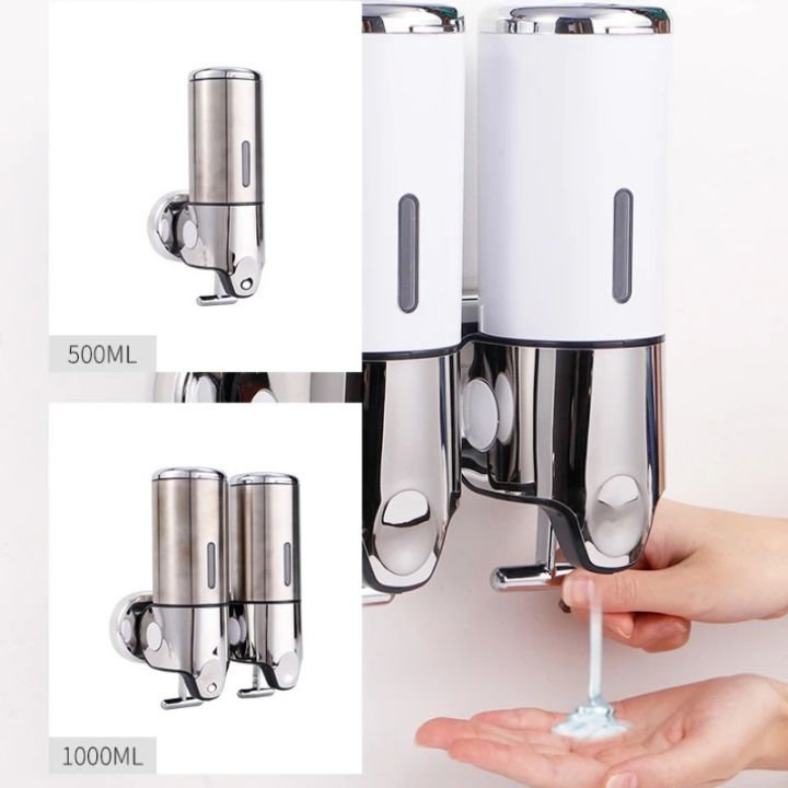 Wall Mounted Soap Dispenser Stainless Steel 500 ml Shower Shampoo Body Wash Pump