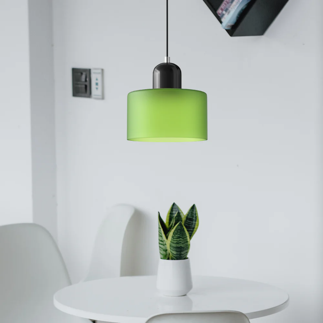 Fabric Drum Pendant Light with Metal Ceiling Mount