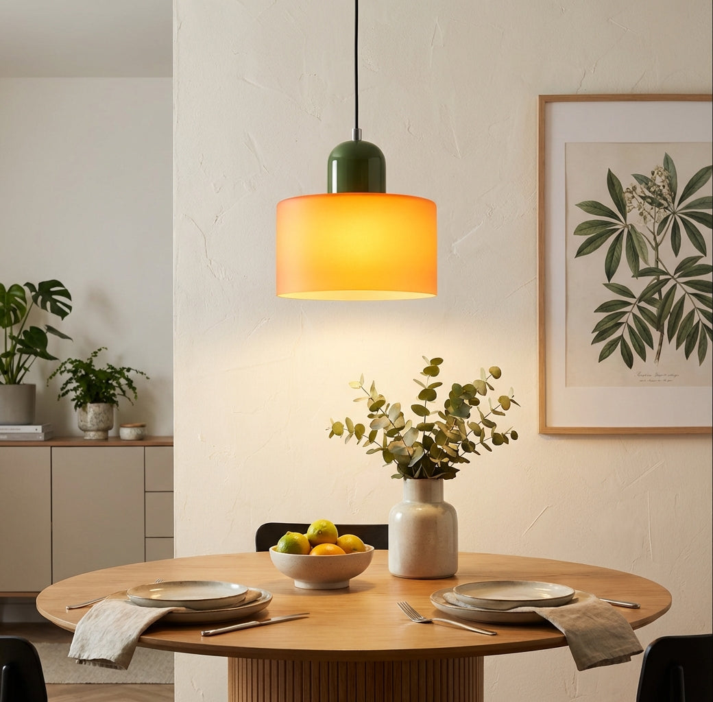 Fabric Drum Pendant Light with Metal Ceiling Mount