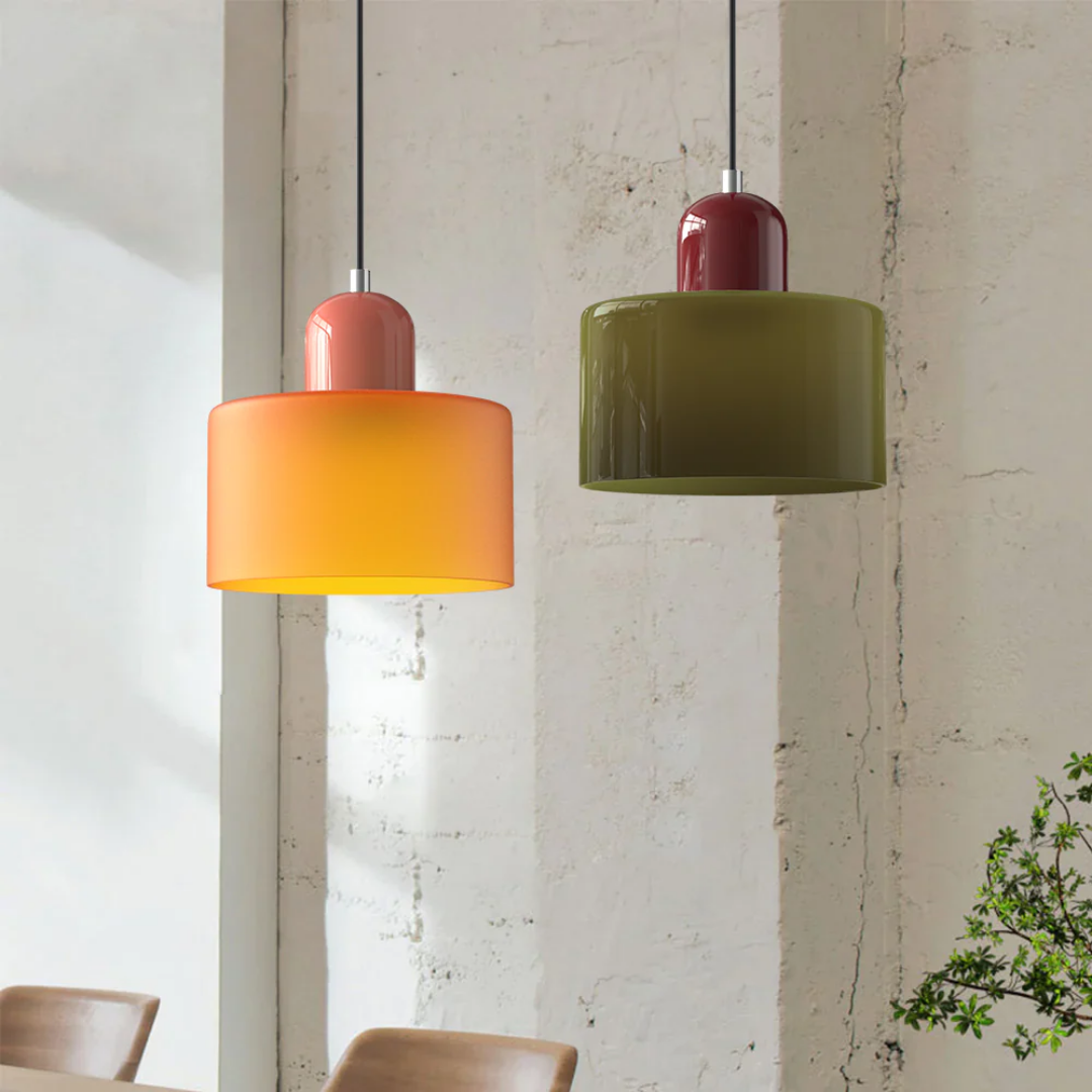 Fabric Drum Pendant Light with Metal Ceiling Mount