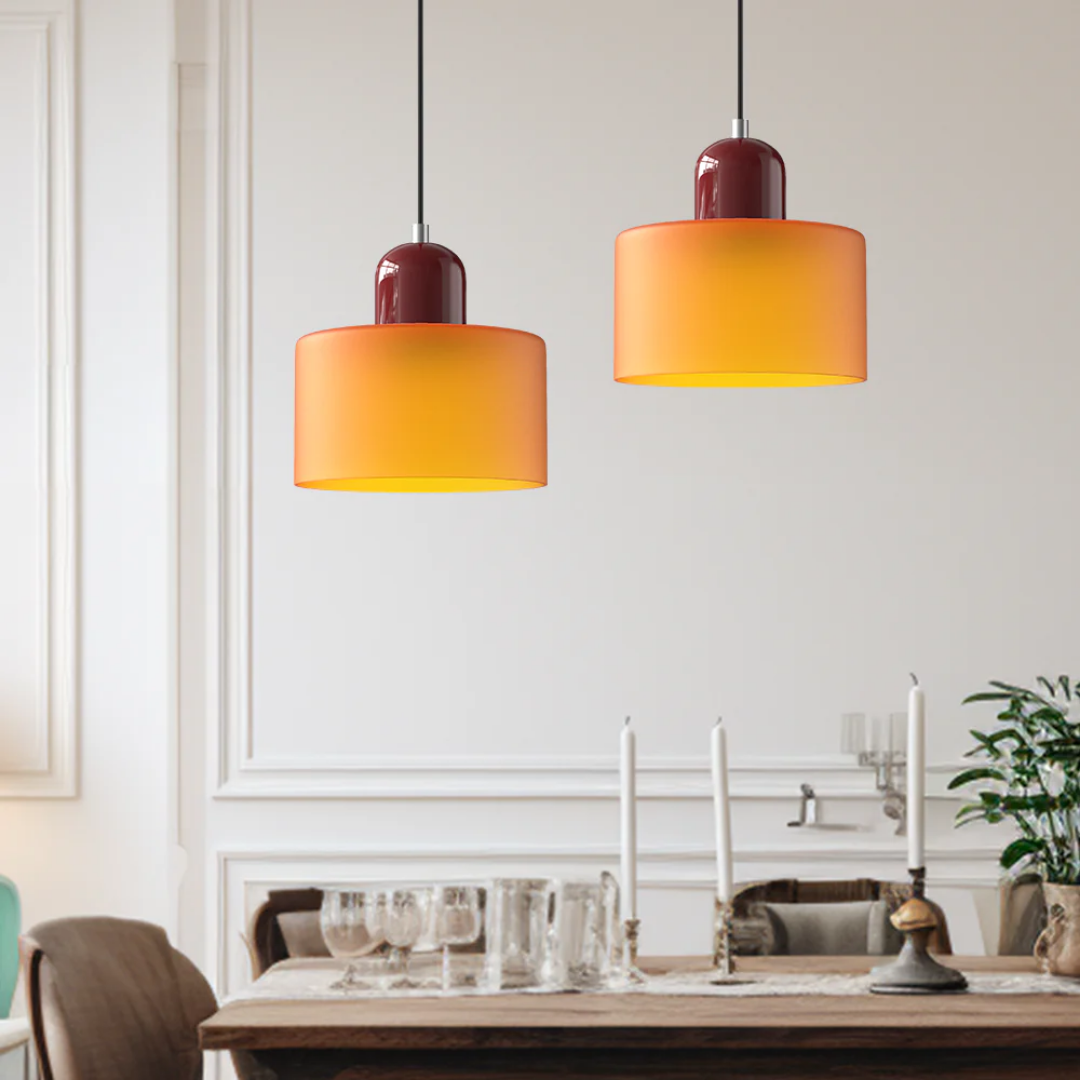 Fabric Drum Pendant Light with Metal Ceiling Mount