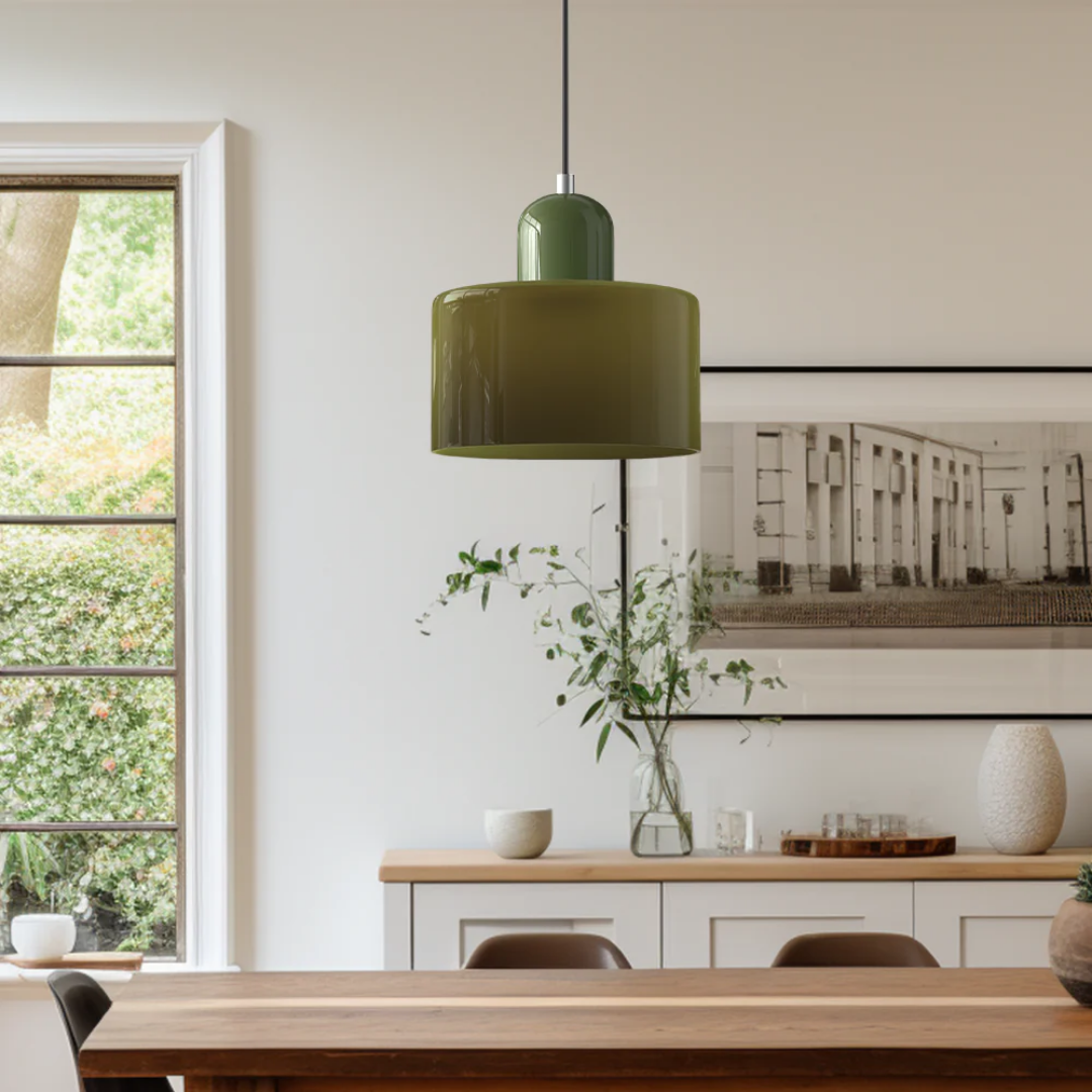Fabric Drum Pendant Light with Metal Ceiling Mount