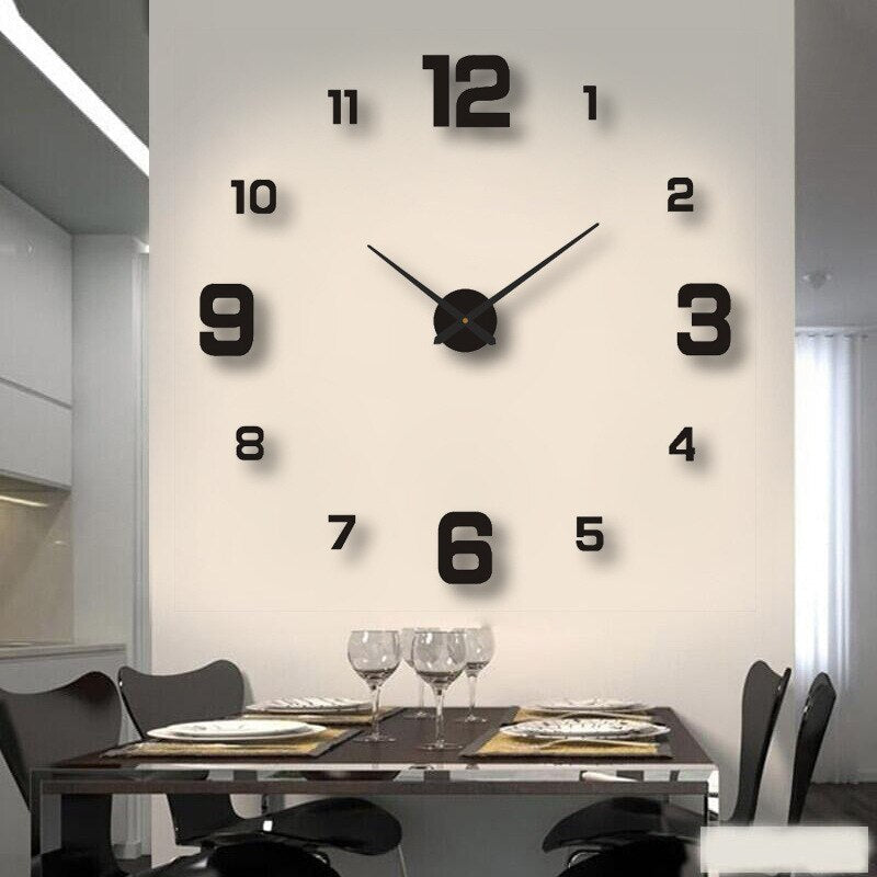 Frameless Wall Clock with 3D Numbers