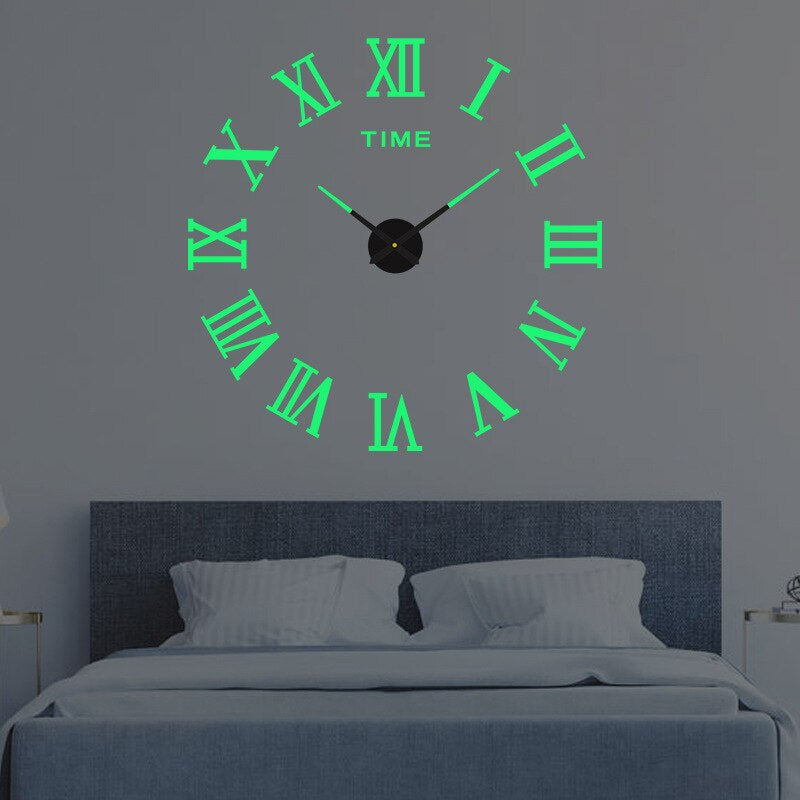 Frameless Wall Clock with 3D Numbers
