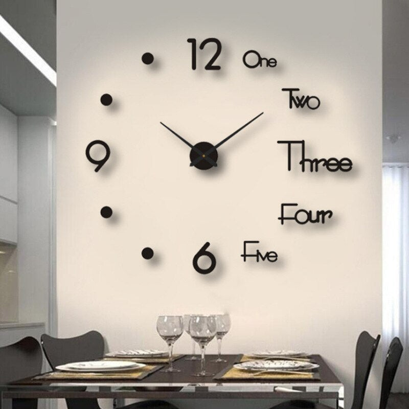 Frameless Wall Clock with 3D Numbers