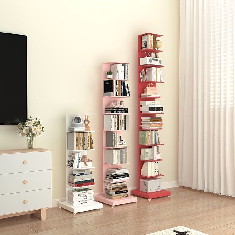 Vertical Metal Bookcase Freestanding Book Tower Bookshelf