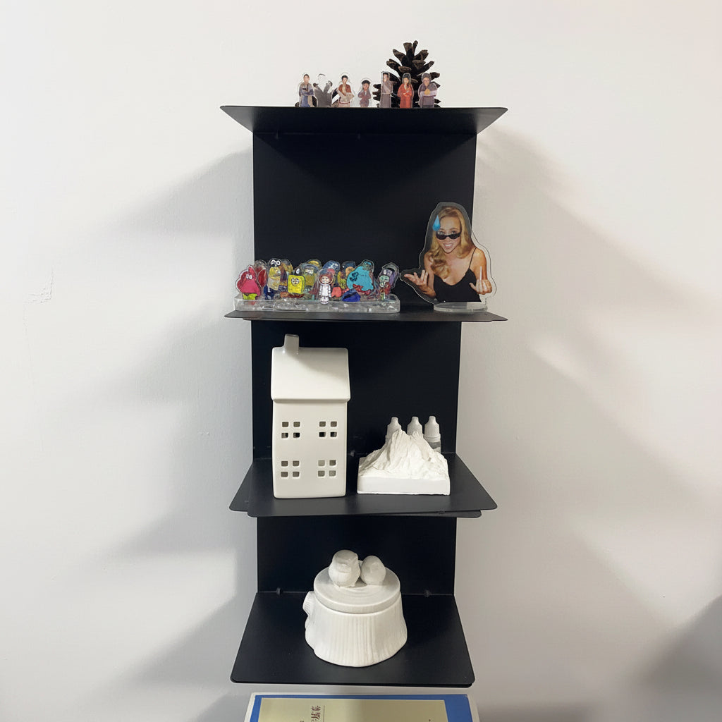 Vertical Metal Bookcase Freestanding Book Tower Bookshelf