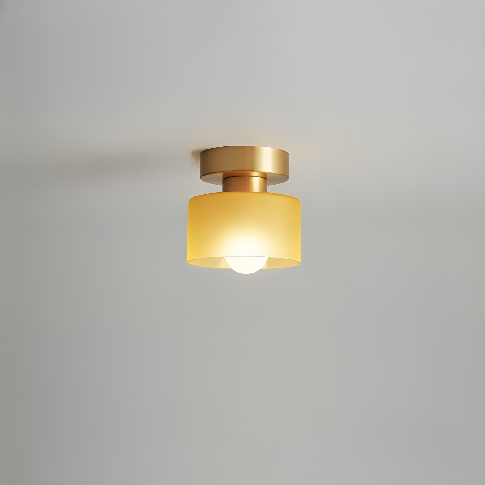 Frosted Glass Drum Shade Ceiling Light with Metal Base