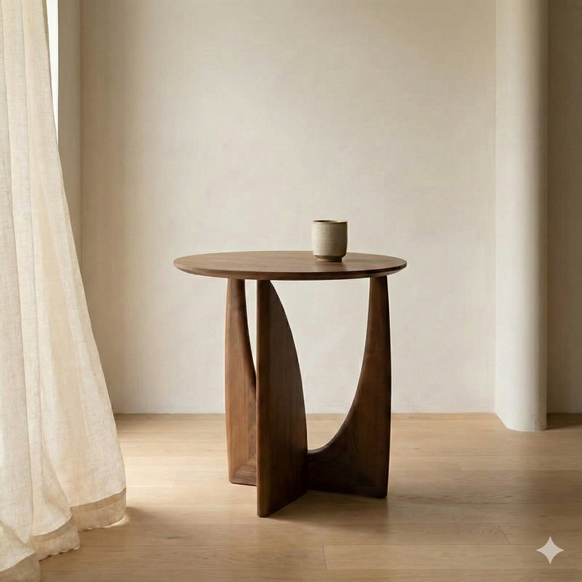 Solid Wood Round Side Table 50 cm Scandinavian Design