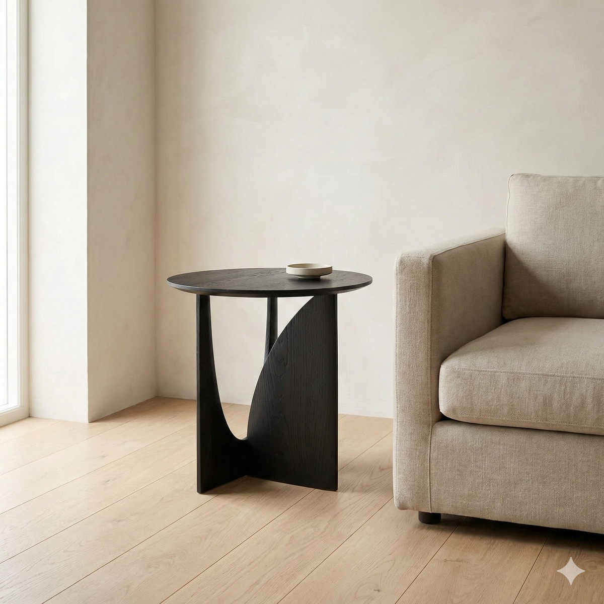Solid Wood Round Side Table 50 cm Scandinavian Design