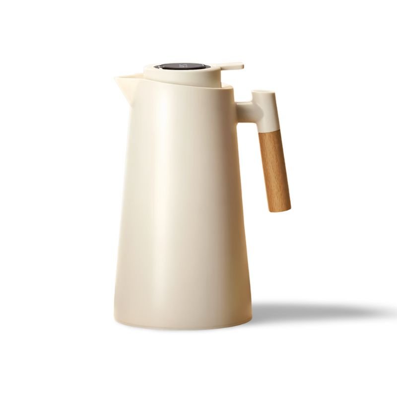 Glass Beverage Jug with Wooden Handle and Lid